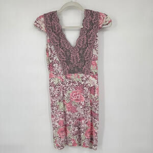 Women's Free People Intimately Y2K Floral Lace Knit Mini Slip Dress Pink Gray XS